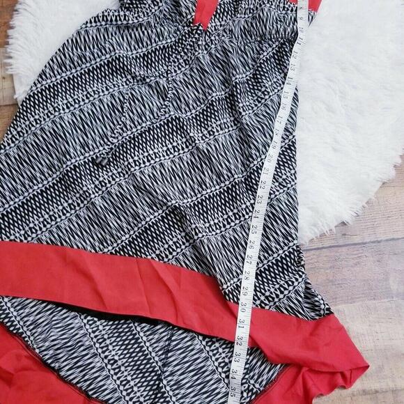 Maurices Dress Medium High Low Sweetheart Neck Sundress Black White Red - Picture 6 of 6